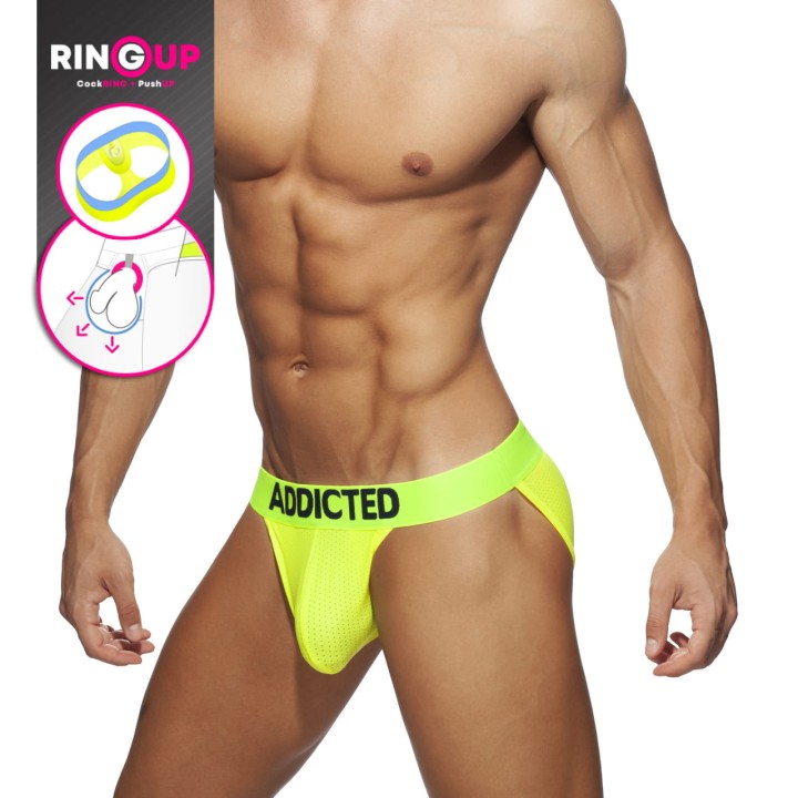 Figi męskie Ring Up Neon Mesh Yellow Addicted