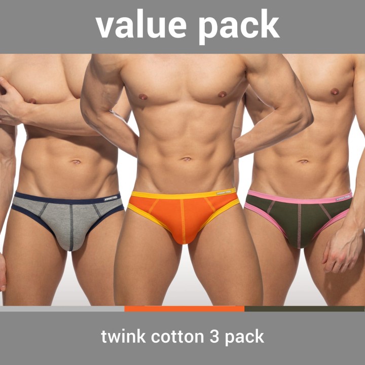 Zestaw 3 par slipów męskich Twink Cotton Addicted