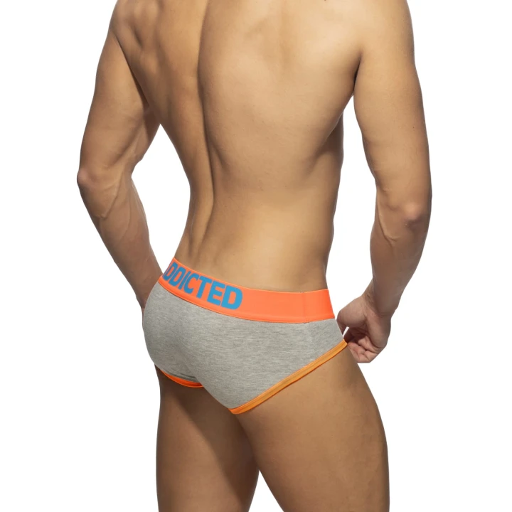 Slipy męskie bawełniane szare Neon Orange Addicted