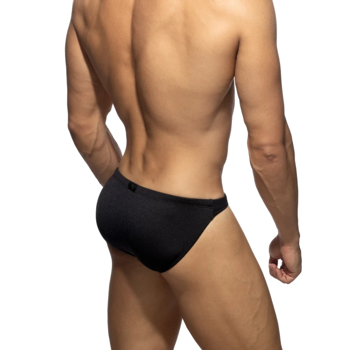 Figi kąpielowe Basic Rib Black Addicted