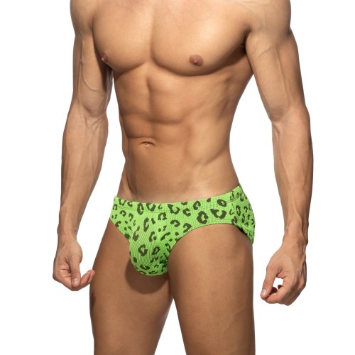 Slipy kąpielowe Fantasy Leopard Neon Green Addicted