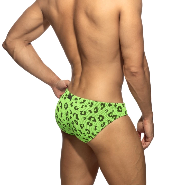 Slipy kąpielowe Fantasy Leopard Neon Green Addicted