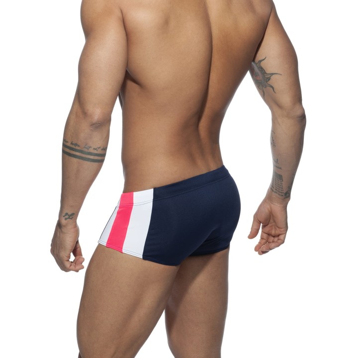 Granatowe kąpielówki męskie Stripes Basic Navy Addicted