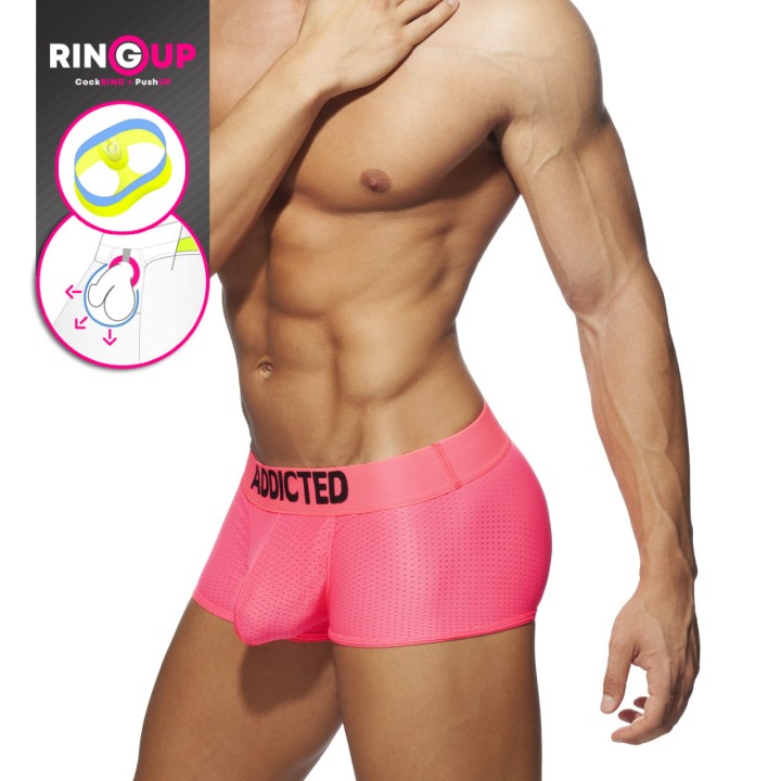 Bokserki Ring Up Neon Mesh Pink Addicted